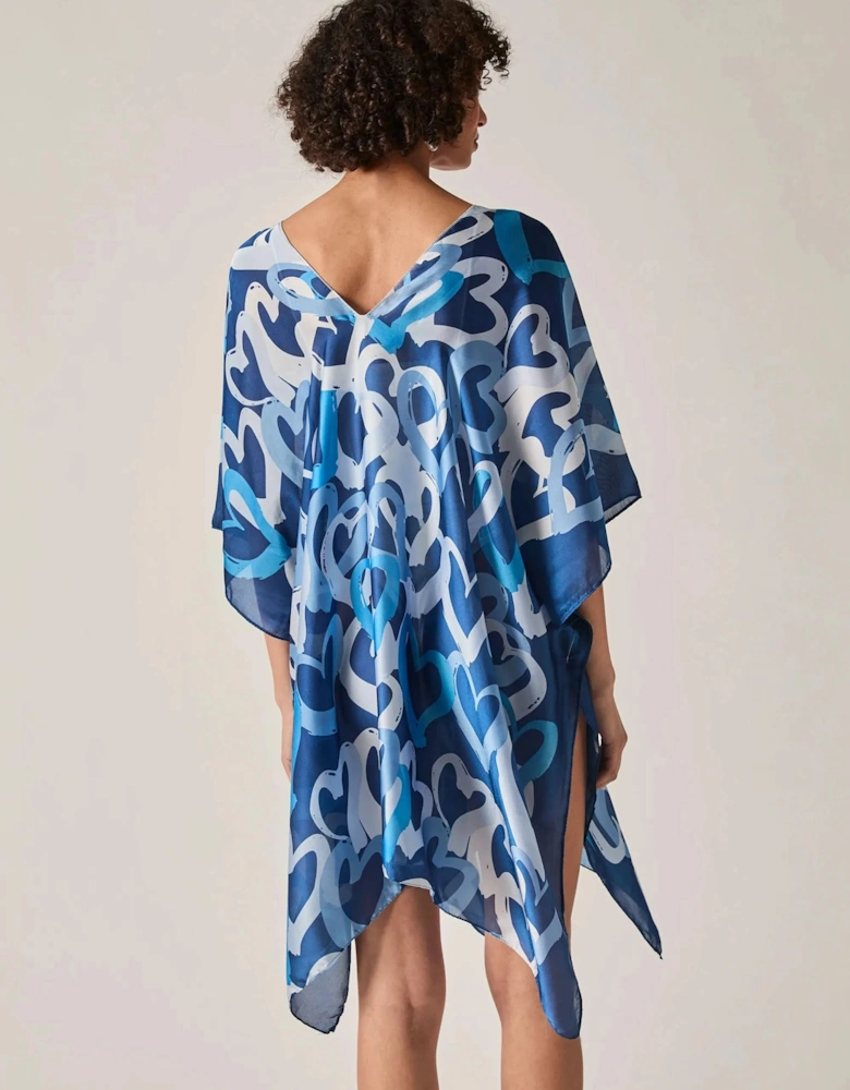 Blue Heart Print Kaftan