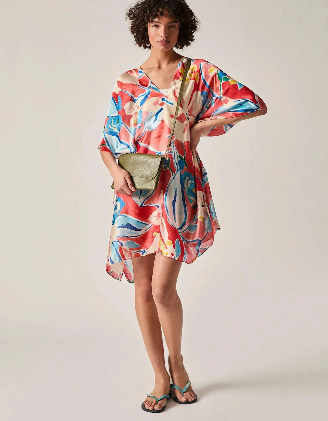 Red Abstract Floral Kaftan, 6 of 5