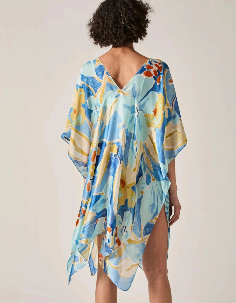 Blue Abstract Floral Kaftan