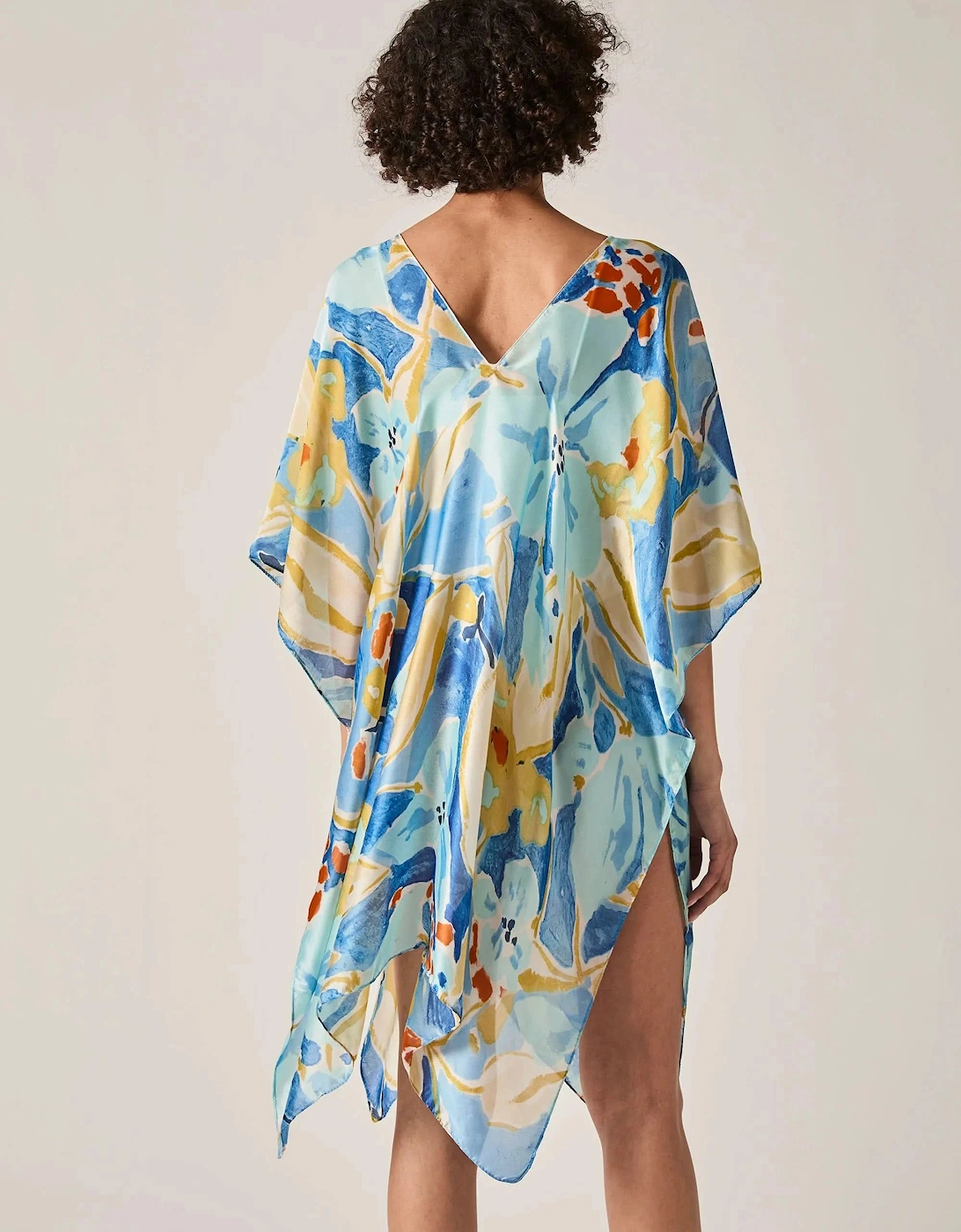 Blue Abstract Floral Kaftan