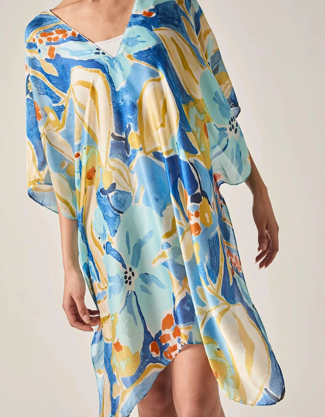 Blue Abstract Floral Kaftan