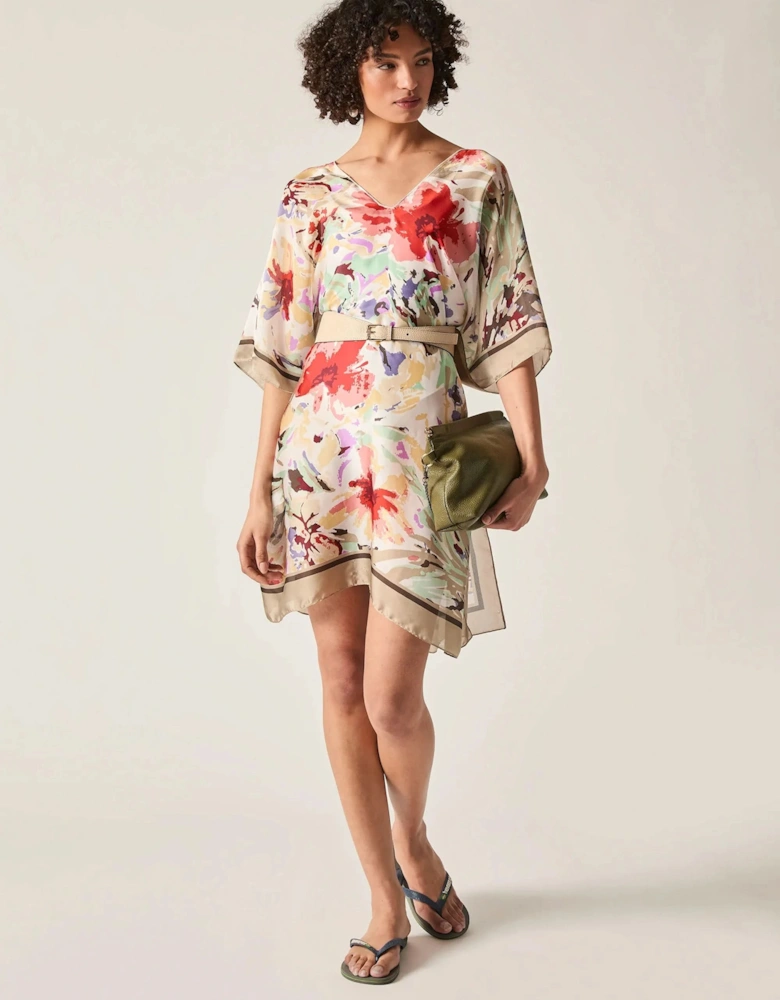 Beige Floral Mosaic Kaftan