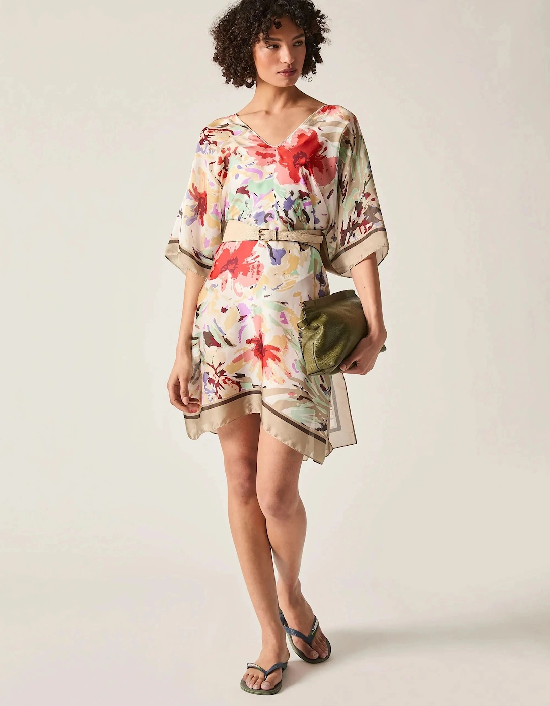Beige Floral Mosaic Kaftan