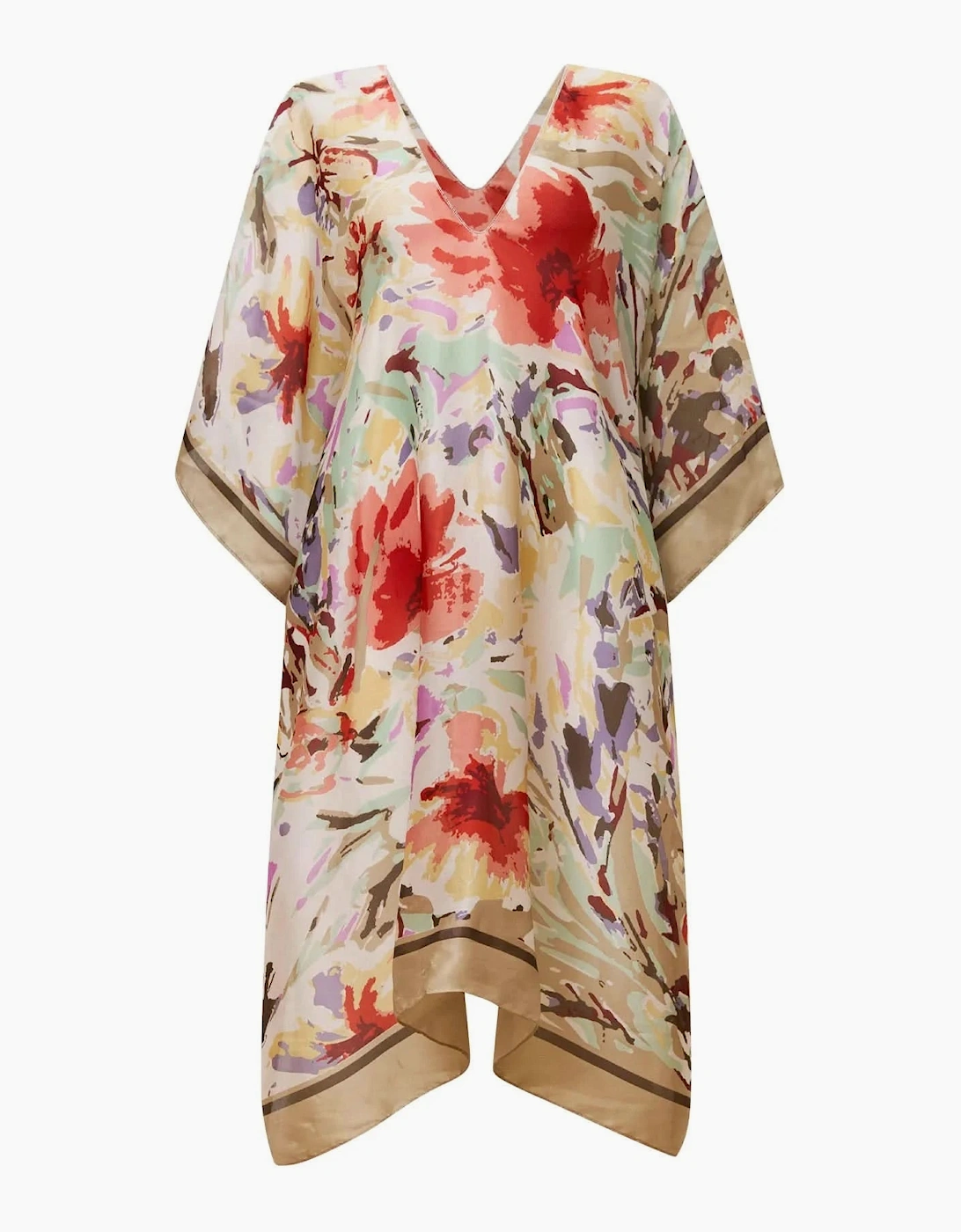 Beige Floral Mosaic Kaftan
