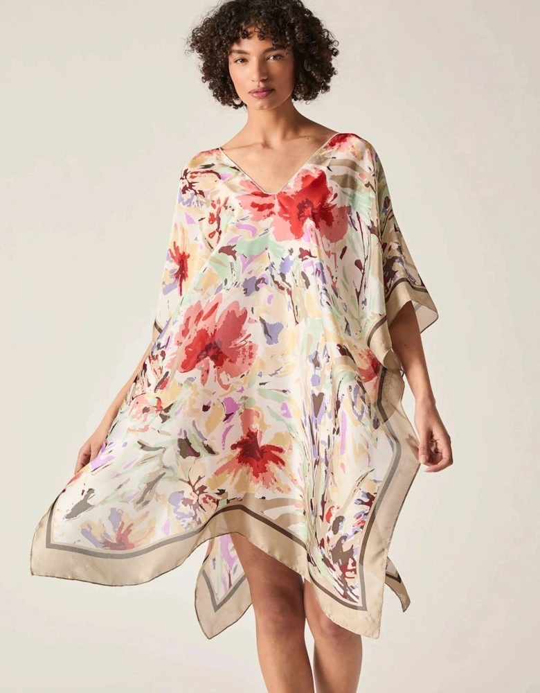 Beige Floral Mosaic Kaftan