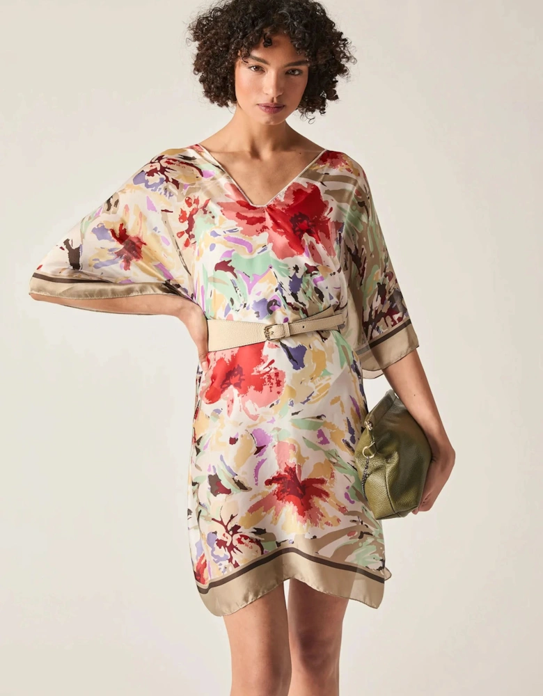 Beige Floral Mosaic Kaftan