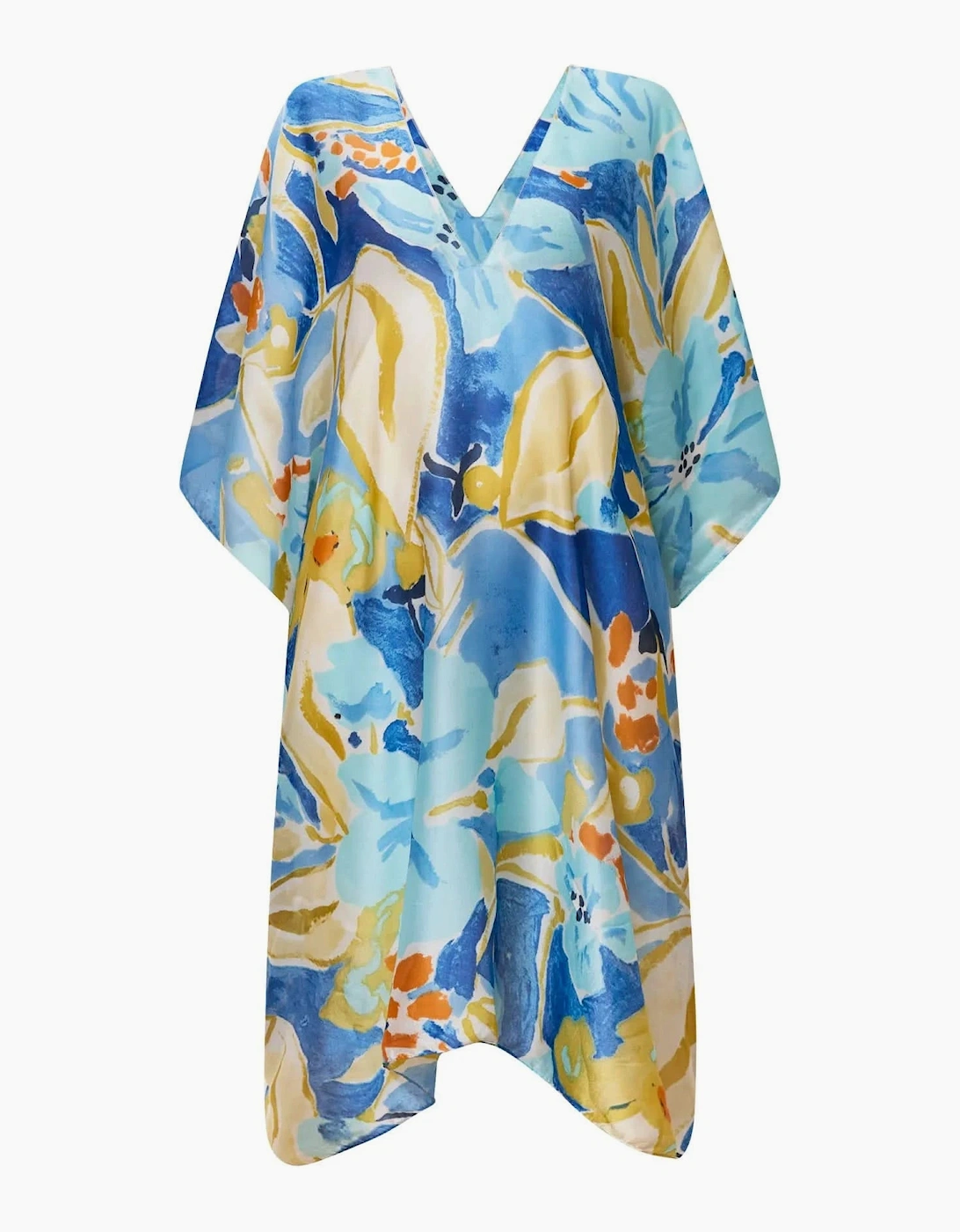 Blue Abstract Floral Kaftan