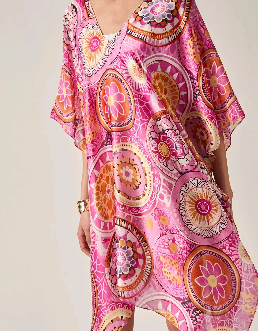 Pink Mandala Print Kaftan