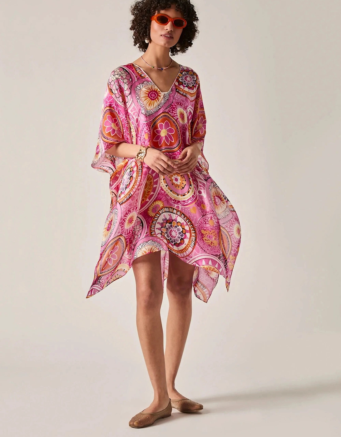 Pink Mandala Print Kaftan