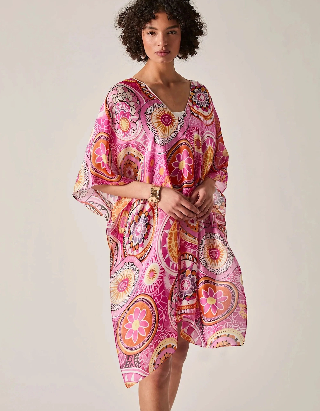 Pink Mandala Print Kaftan