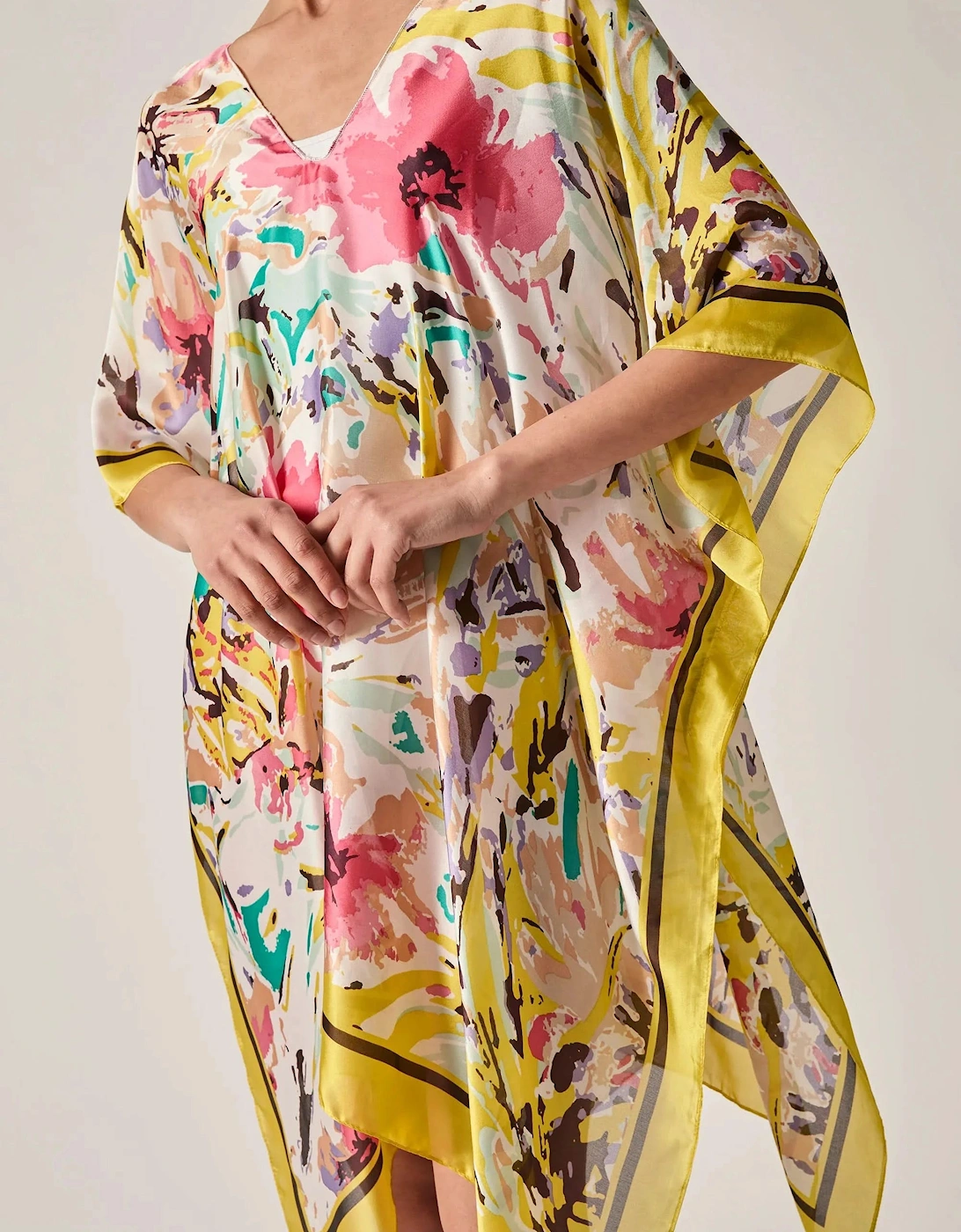 Yellow Floral Mosaic Kaftan