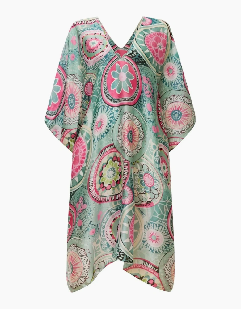 Turquoise Mandala Print Kaftan