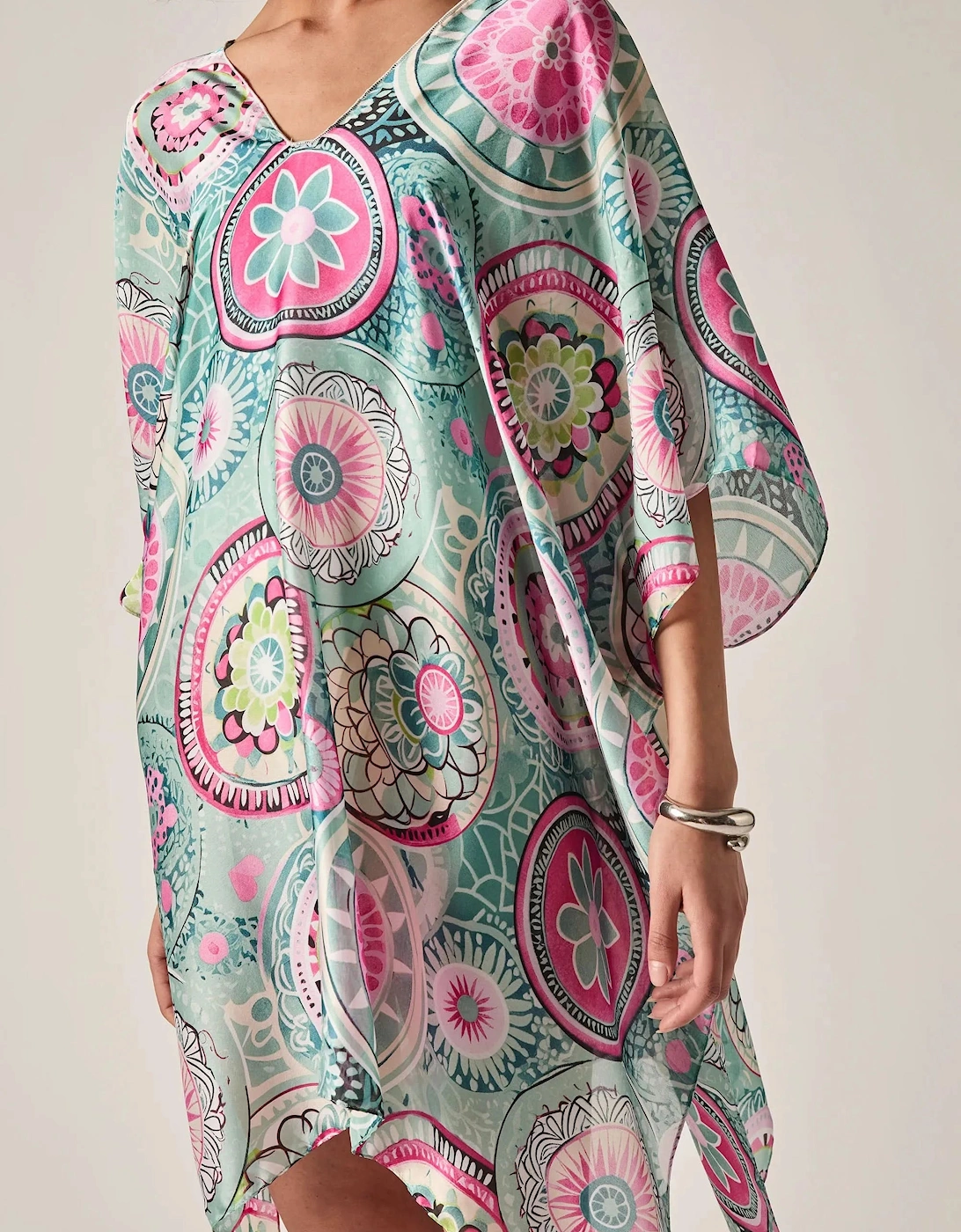 Turquoise Mandala Print Kaftan