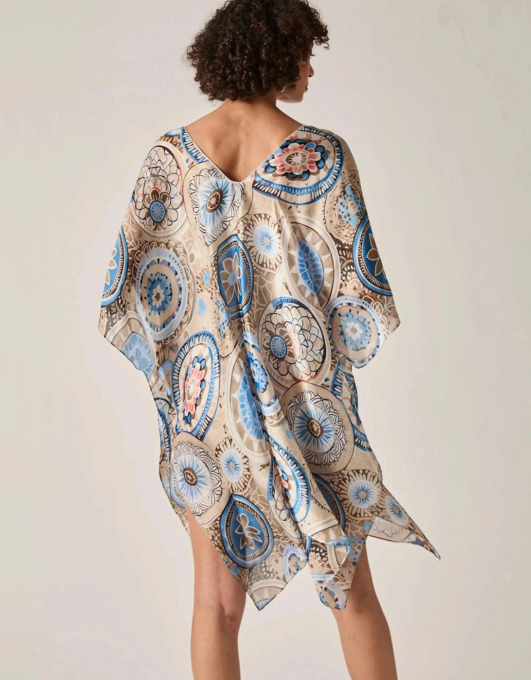 Beige Mandala Print Kaftan