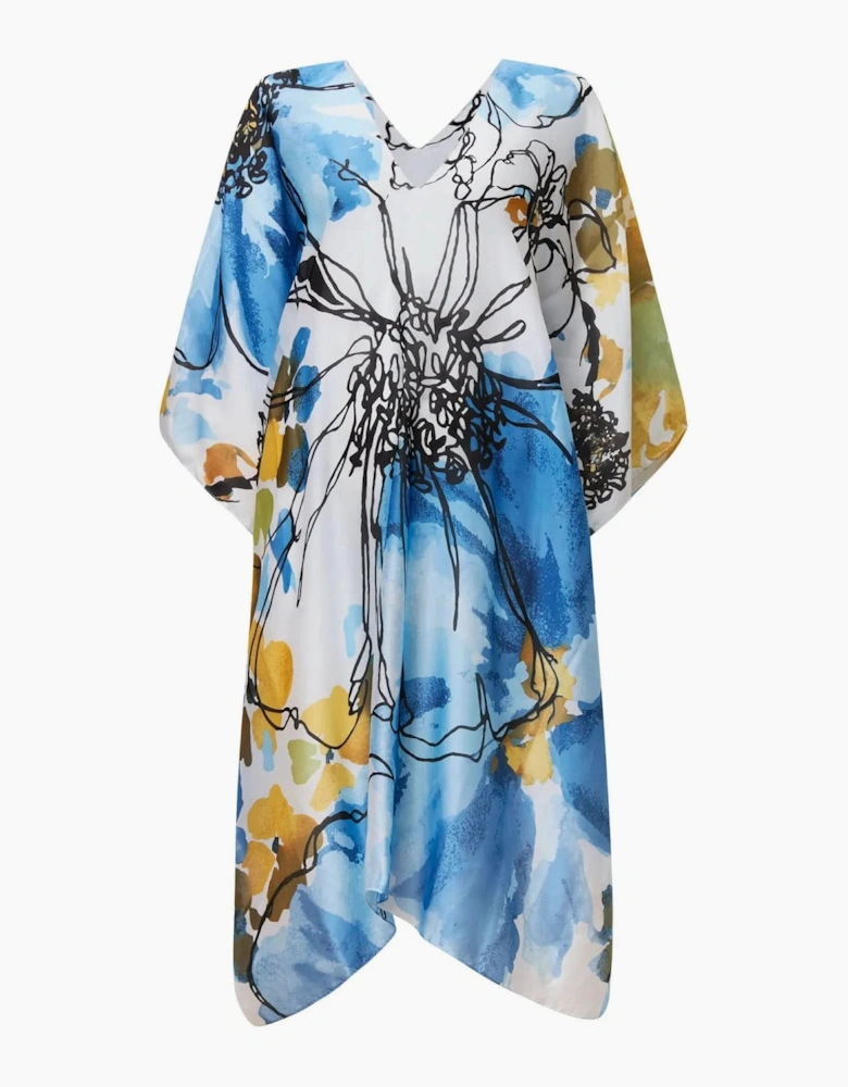 Blue Floral Sketch Kaftan