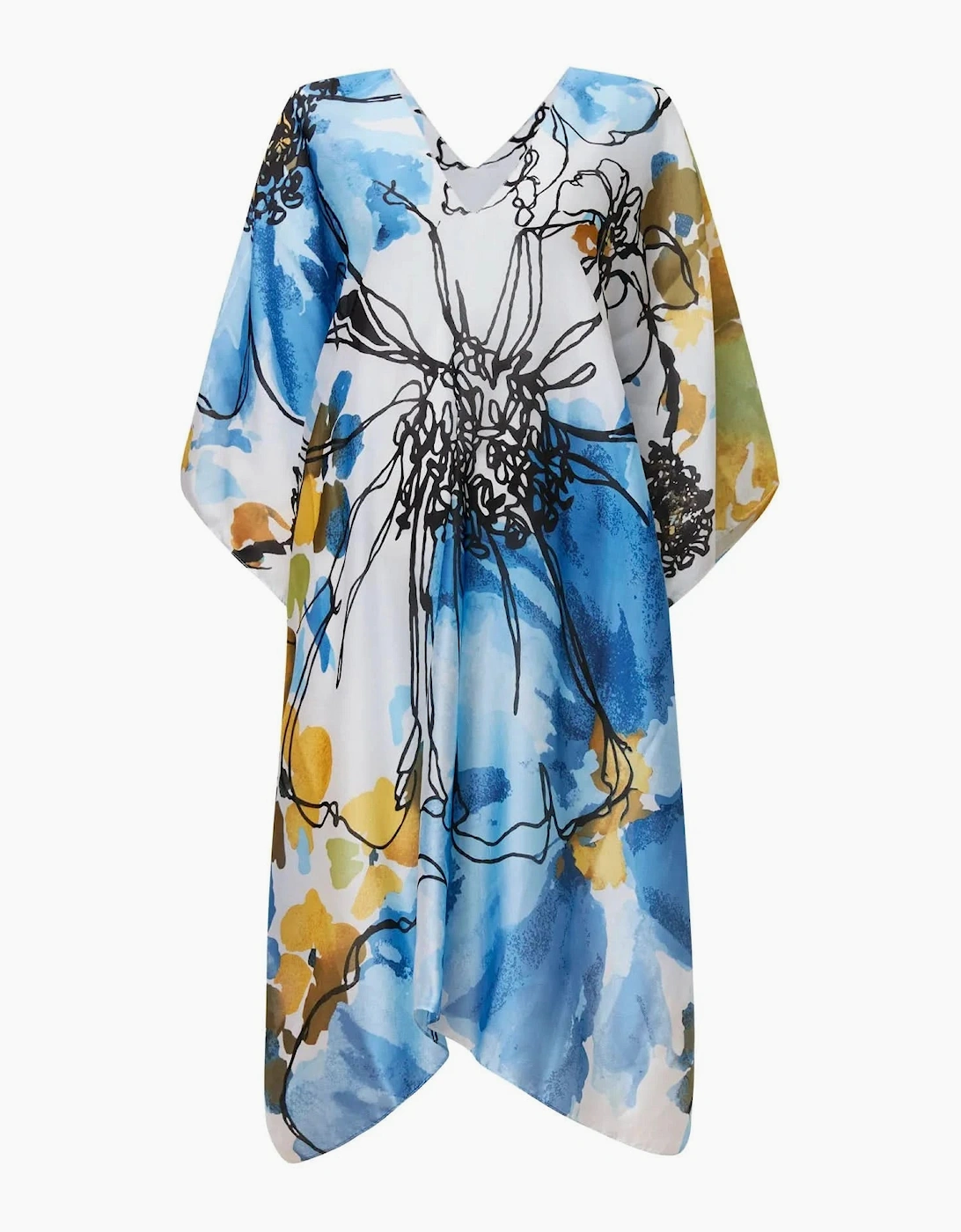 Blue Floral Sketch Kaftan