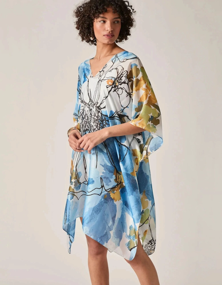 Blue Floral Sketch Kaftan