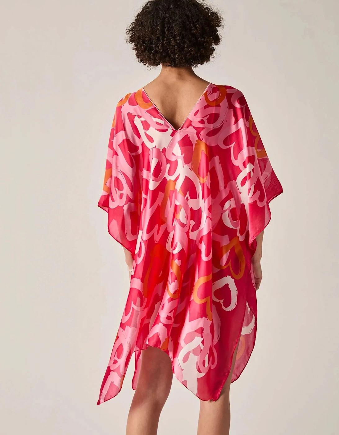 Red Heart Print Kaftan