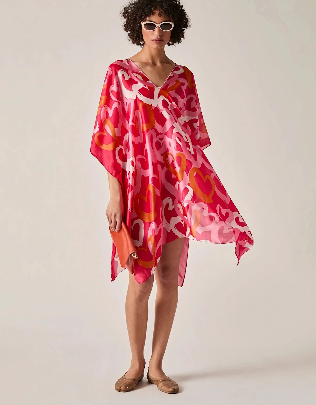 Red Heart Print Kaftan