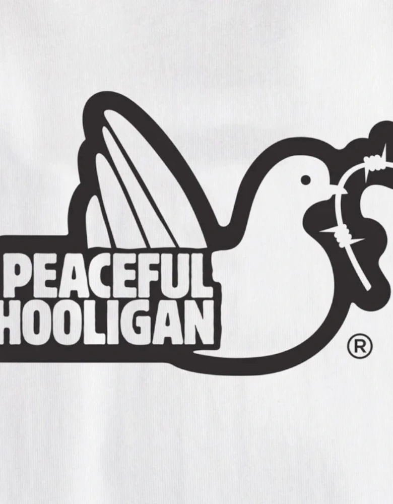 Peaceful Hooligan Outline White T-Shirt