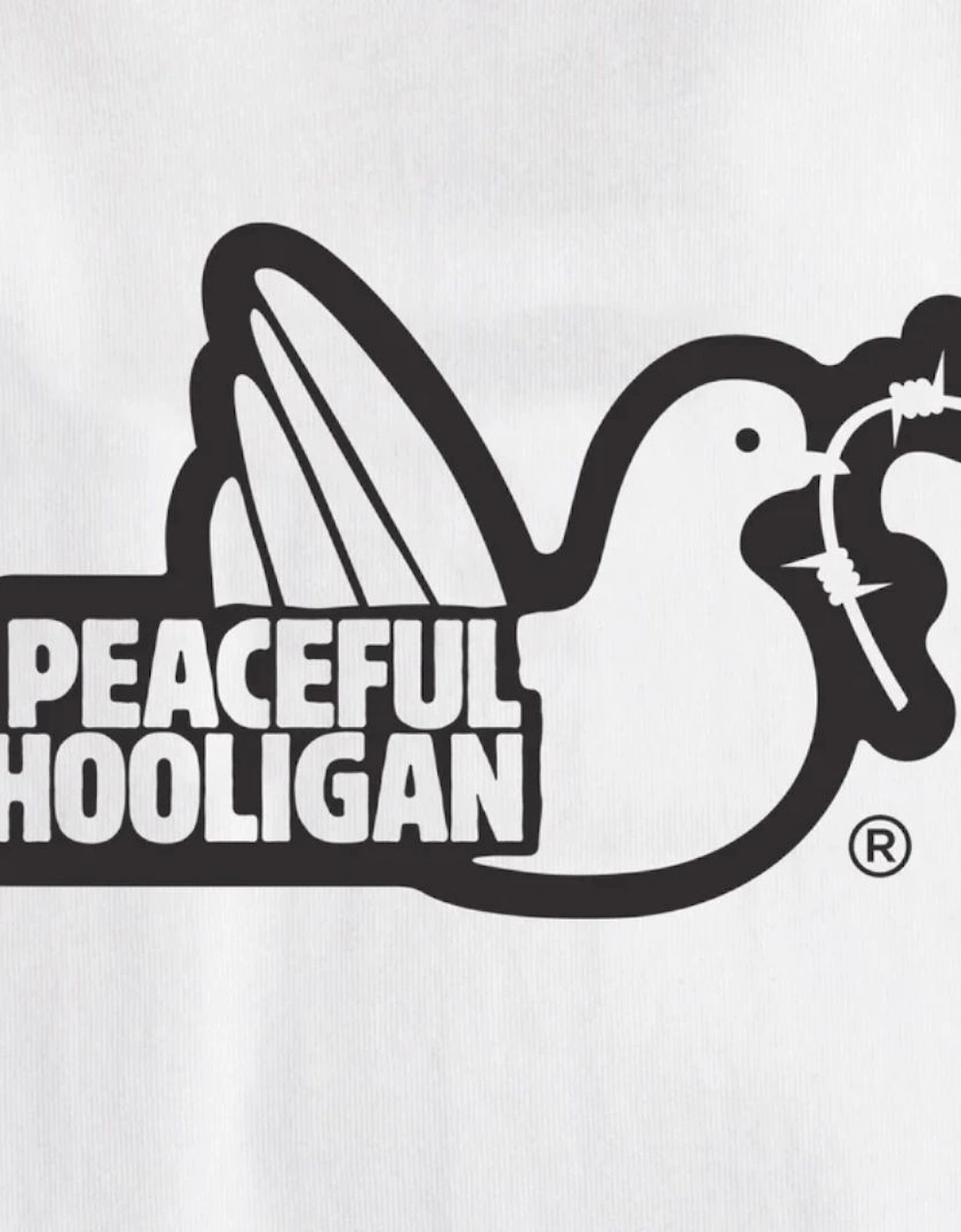 Peaceful Hooligan Outline White T-Shirt