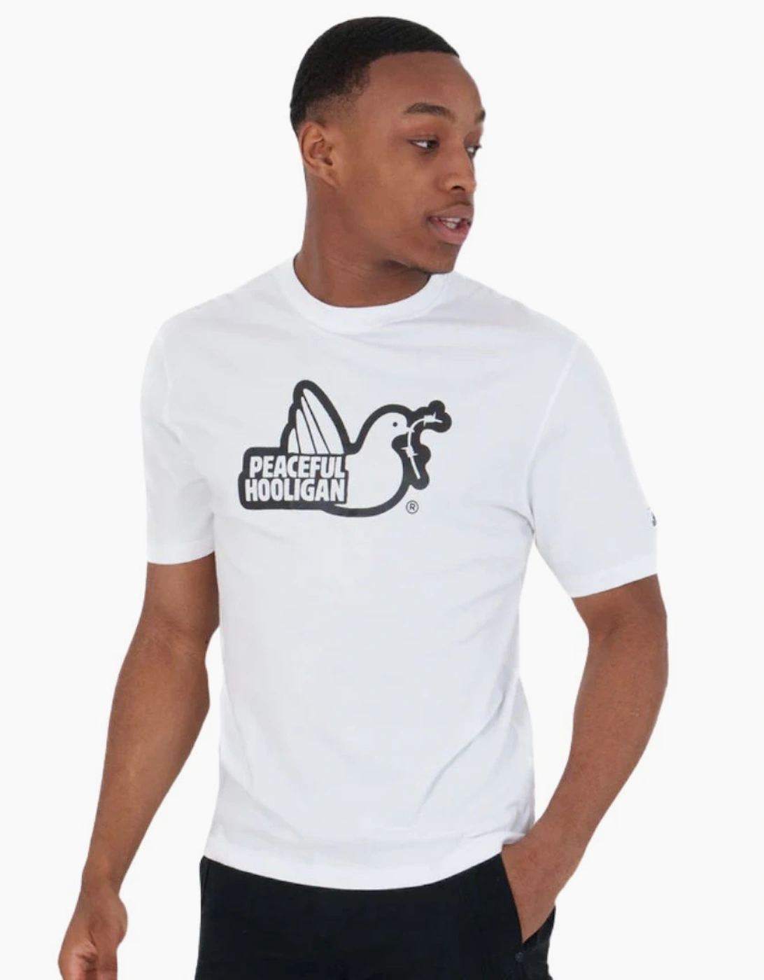 Peaceful Hooligan Outline White T-Shirt, 5 of 4