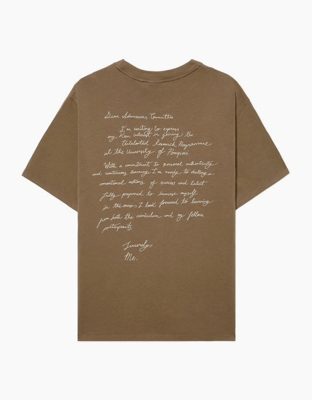 Pompeii Admission Letter Khaki T-Shirt