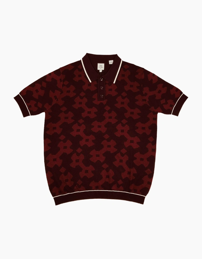 Max N Chester Wine Tasting/Burgundy Knitted S/S Polo Shirt