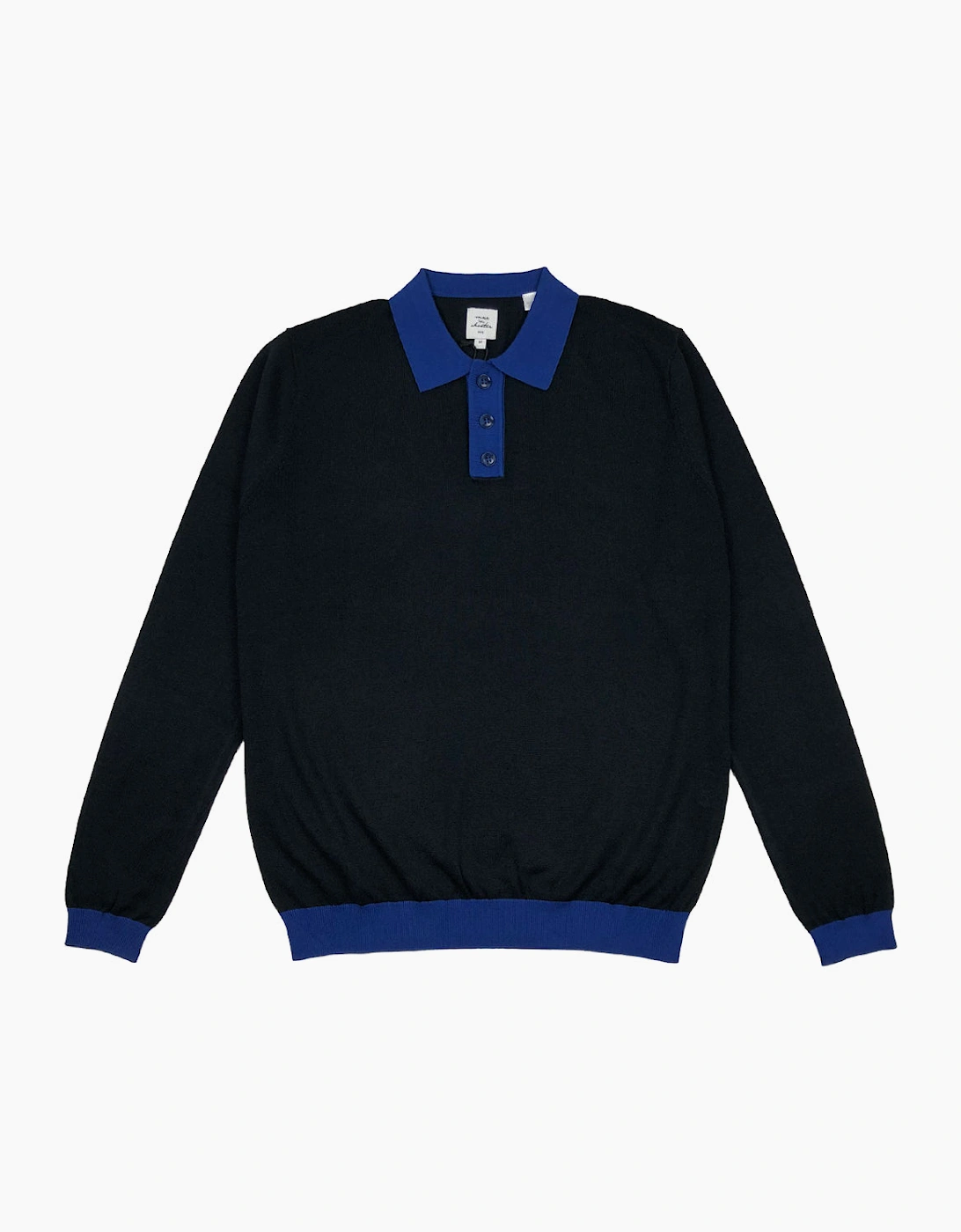 Max N Chester Navy/Mazarine Blue Knitted L/S Polo Shirt