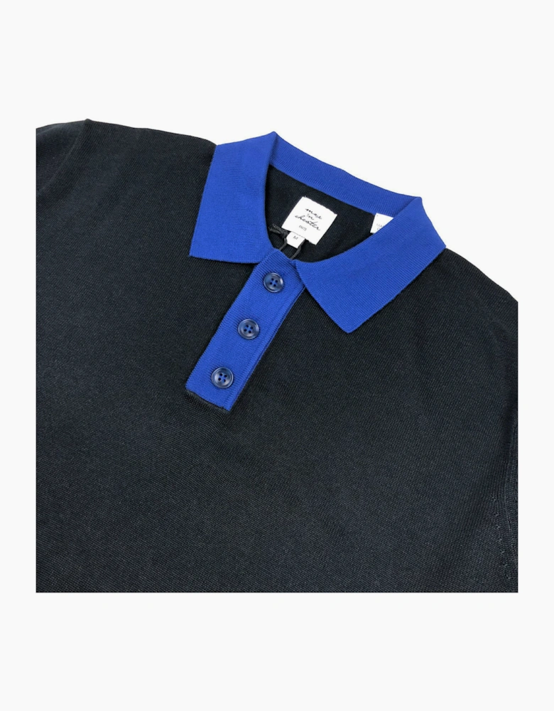 Max N Chester Navy/Mazarine Blue Knitted L/S Polo Shirt