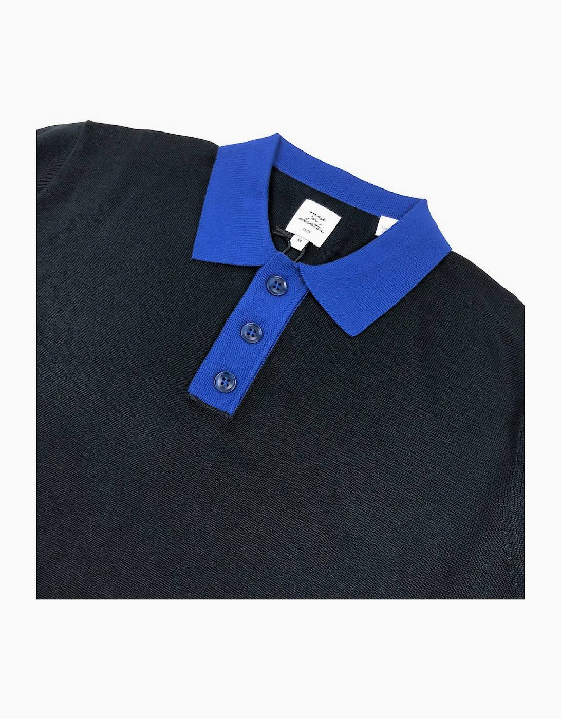 Max N Chester Navy/Mazarine Blue Knitted L/S Polo Shirt