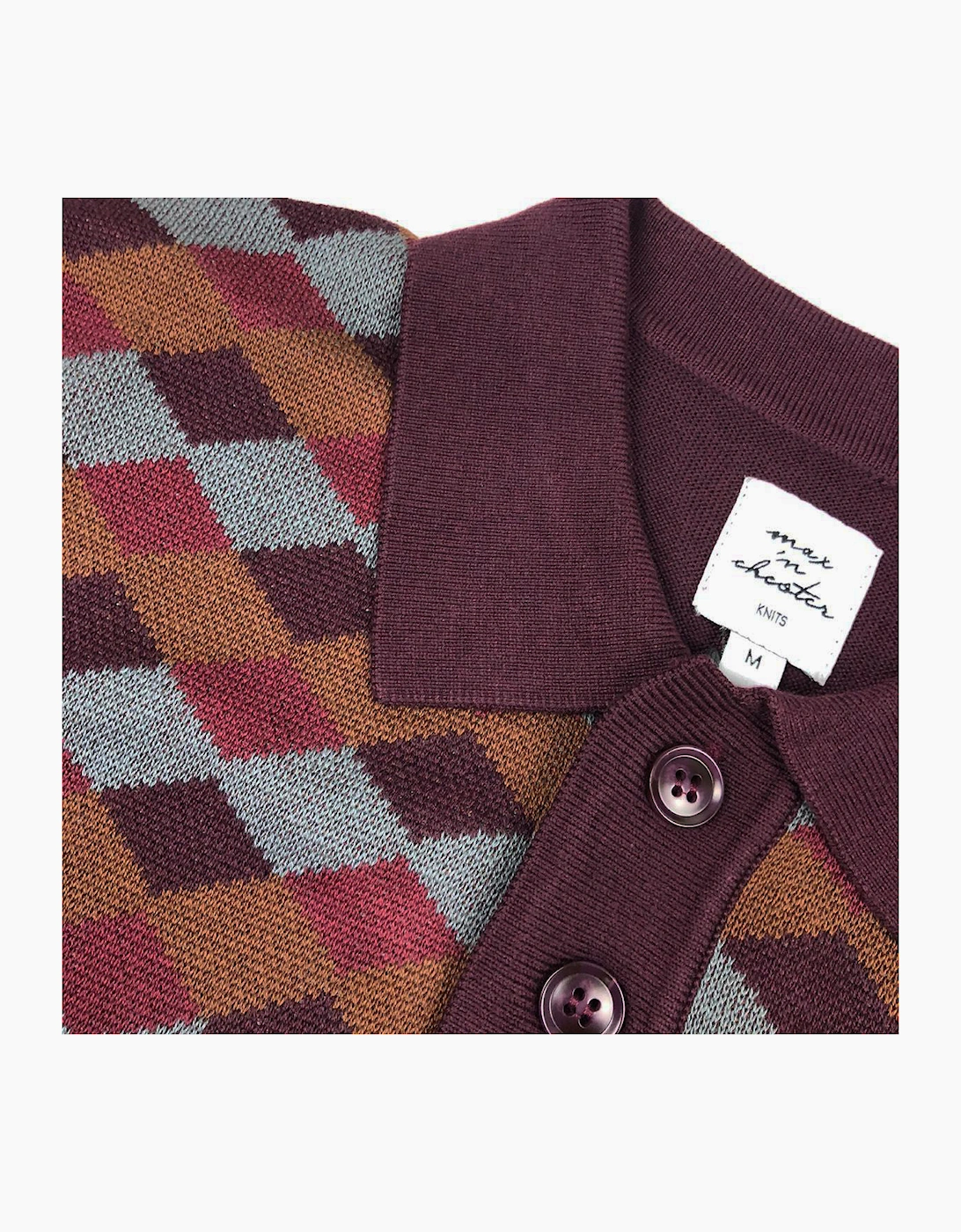 Max N Chester Wine Tasting/Burgundy Knitted L/S Polo Shirt