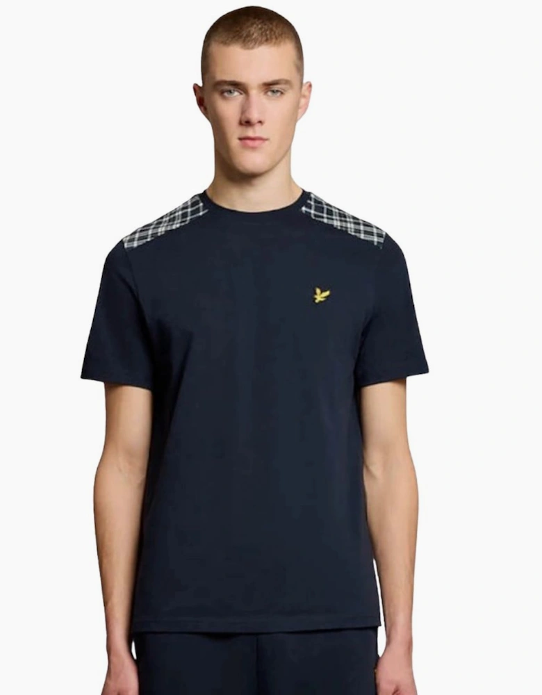 Lyle & Scott Check Dark Navy Panelled T-Shirt