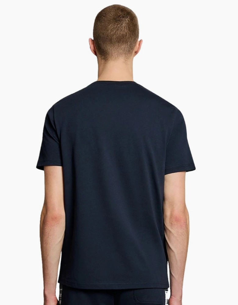 Lyle & Scott Check Dark Navy Panelled T-Shirt