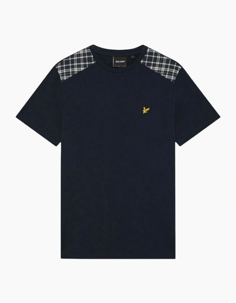 Lyle & Scott Check Dark Navy Panelled T-Shirt