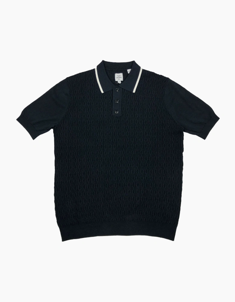 Max N Chester Maritime Blue Knitted Polo Shirt