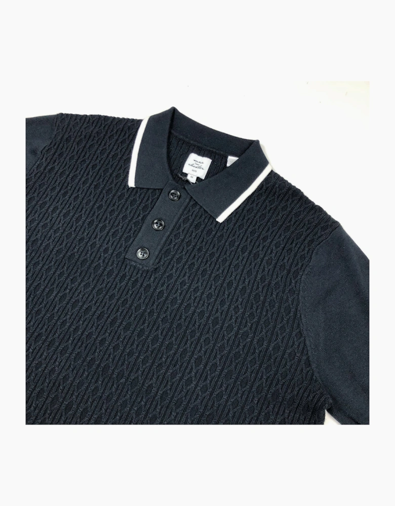 Max N Chester Maritime Blue Knitted Polo Shirt