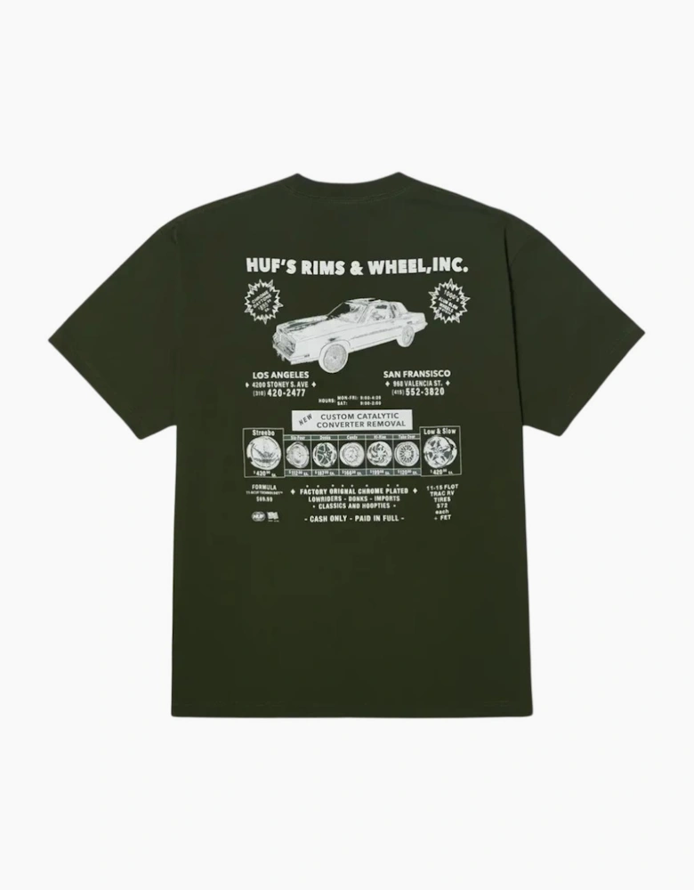HUF Rim & Wheels Inc Hunter Green T-Shirt