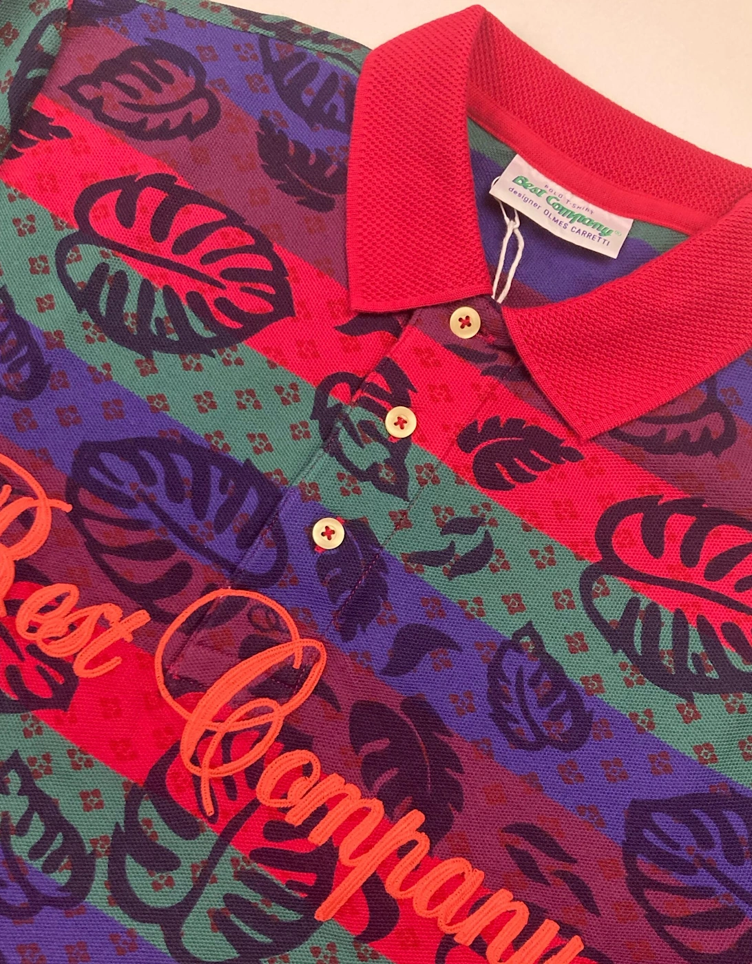 Best Company Floral Multi Striped Cotton Polo Shirt