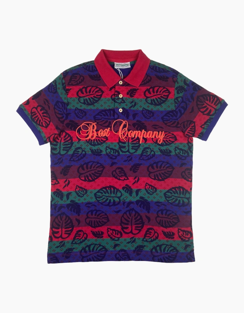Best Company Floral Multi Striped Cotton Polo Shirt