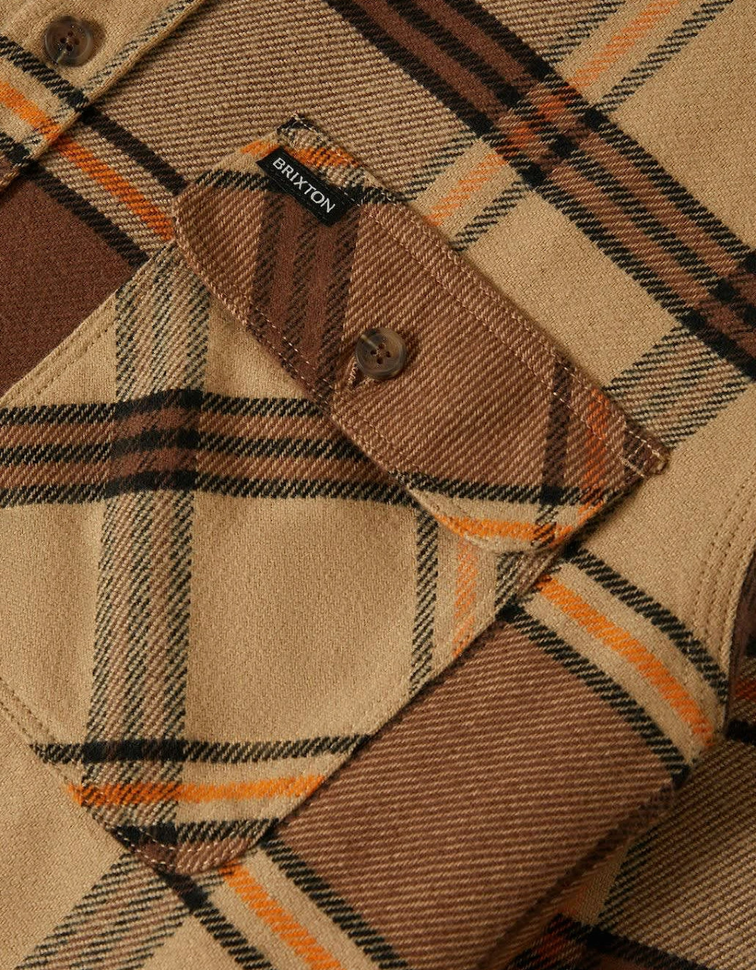 Brixton Bowery Sand/Pinecone/Solar Orange L/S Flannel Shirt