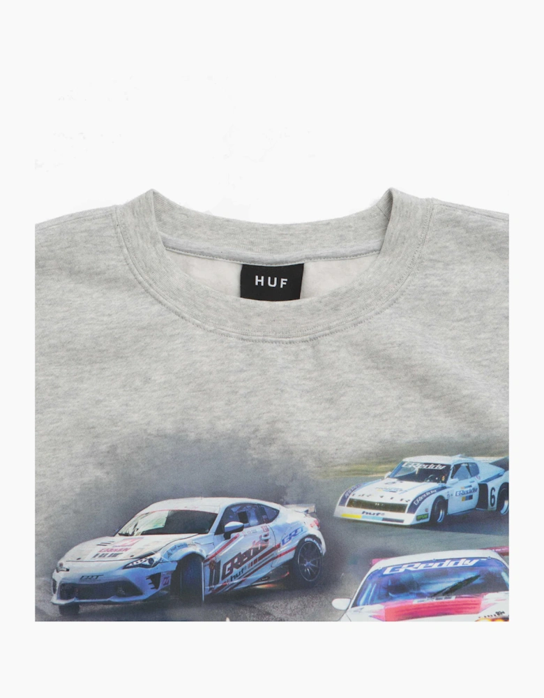 HUF Greddy Showcase Heather Grey Crewneck Sweatshirt
