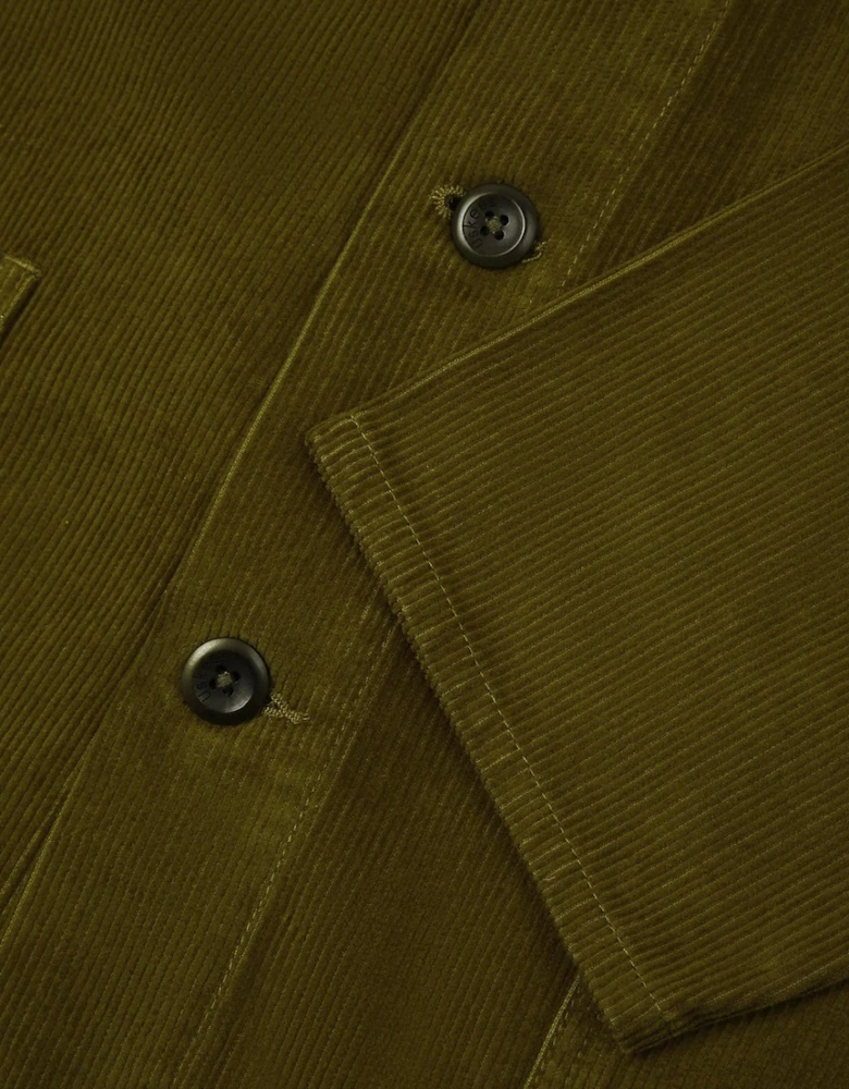 Uskees #3001 Cord Woodland Green Buttoned Overshirt