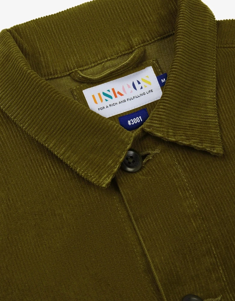 Uskees #3001 Cord Woodland Green Buttoned Overshirt