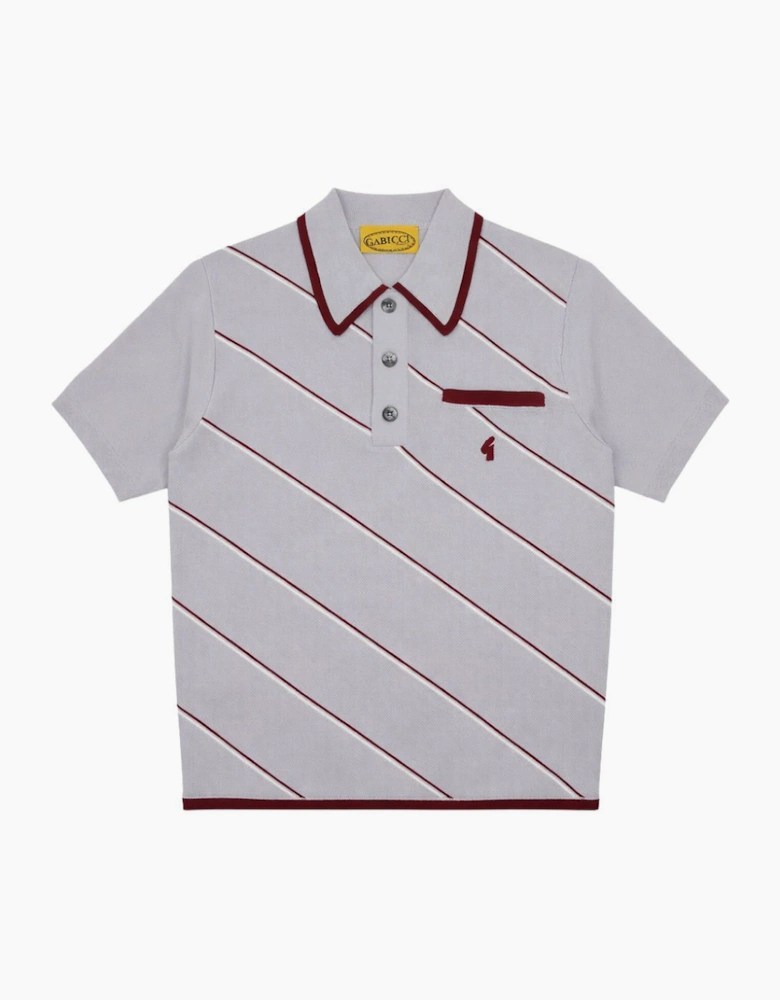Gabicci Vintage Connett Archive Grey Knit Polo Shirt
