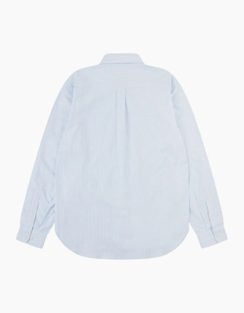 Uskees 6013 Long-Sleeve Oxford Baby Blue Pinstripe Shirt