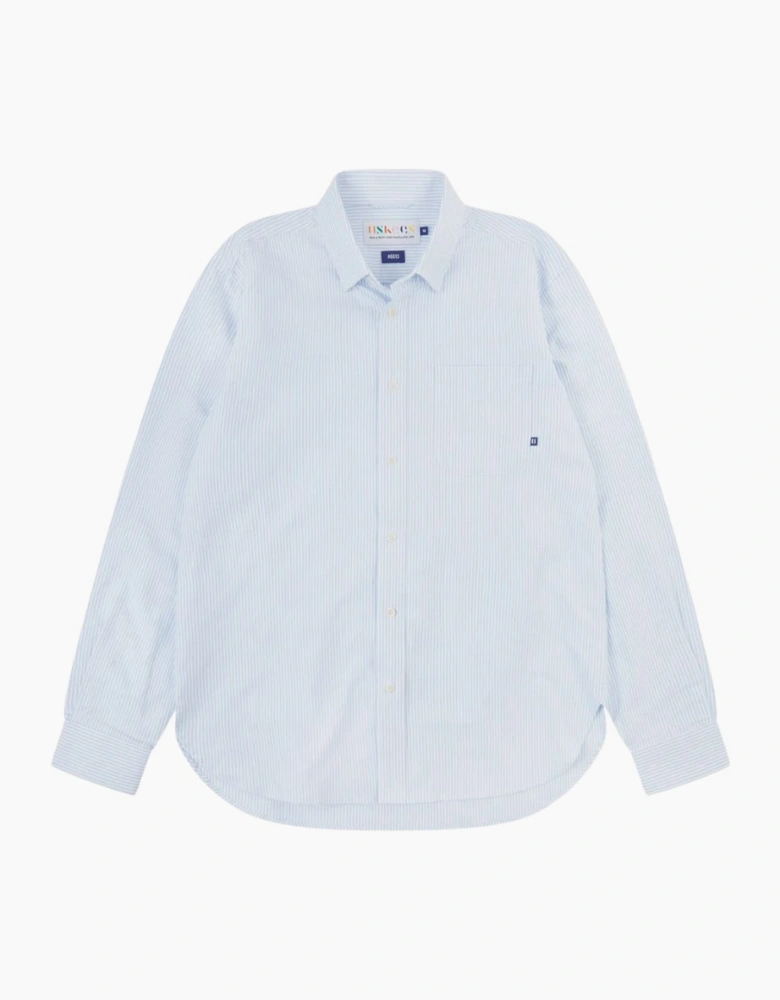 Uskees 6013 Long-Sleeve Oxford Baby Blue Pinstripe Shirt