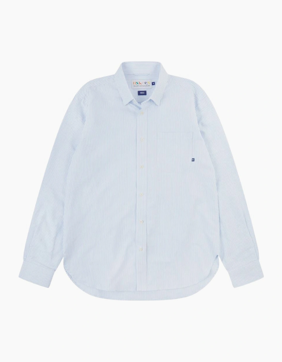 Uskees 6013 Long-Sleeve Oxford Baby Blue Pinstripe Shirt, 4 of 3