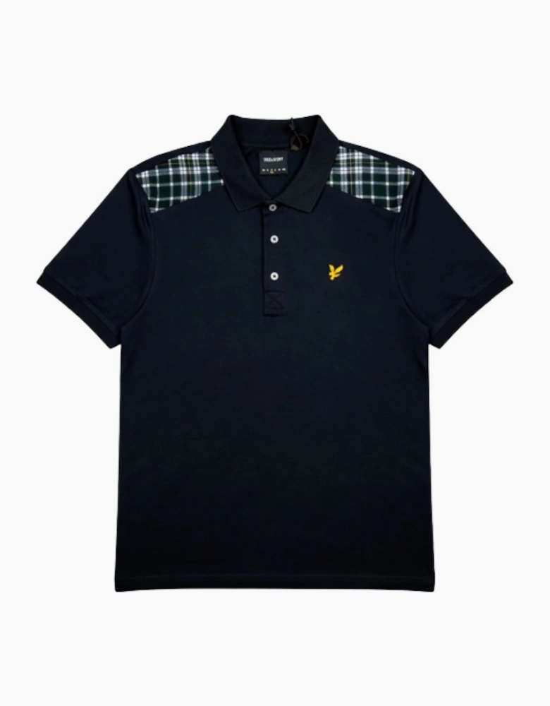 Lyle and Scott Check Panelled Dark Navy Polo Shirt
