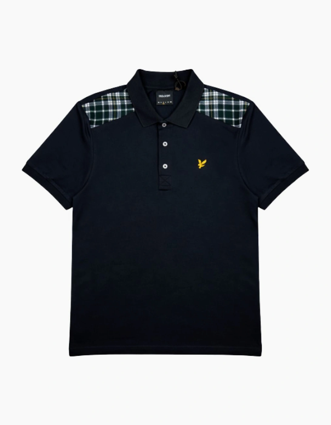 Lyle and Scott Check Panelled Dark Navy Polo Shirt